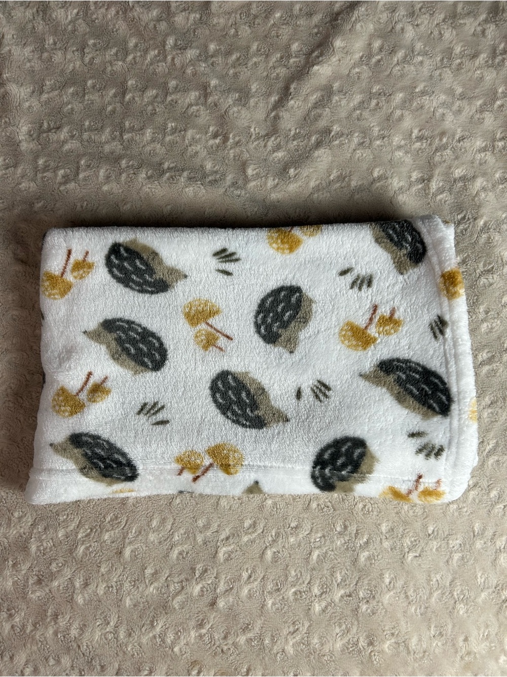 Parent's Choice Hedgehog Baby Blanket Mushrooms White Brown Tan Porcupine